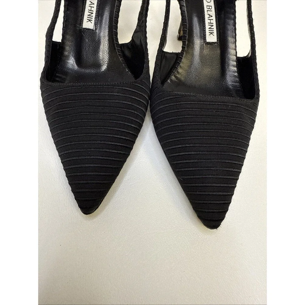 Manolo Blahnik Bretto Satin Slingback Pointy Toe Pumps EU 35.5